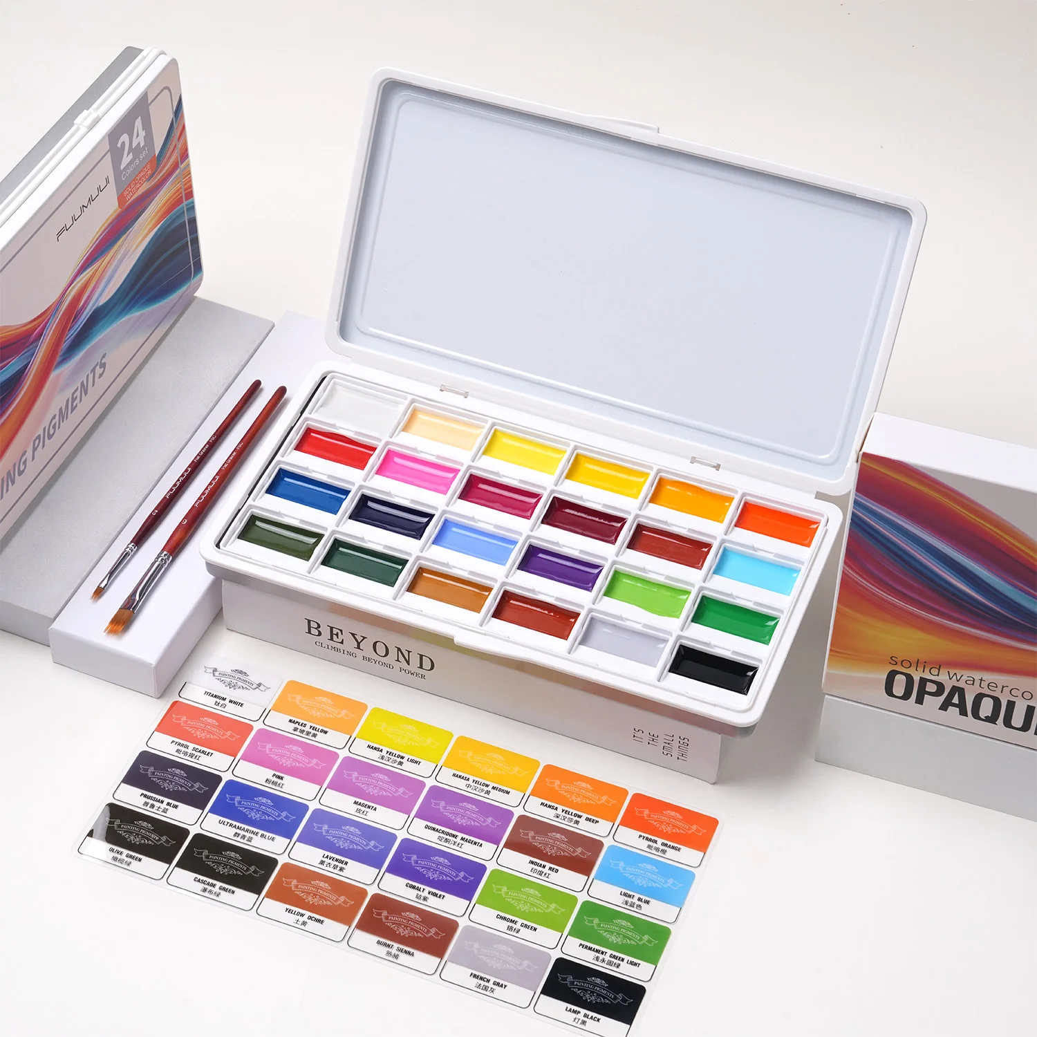 Fuumuui 24-Color Opaque Semi-Solid Watercolor Paint Set – High Saturation Vivid Colors - Image 3