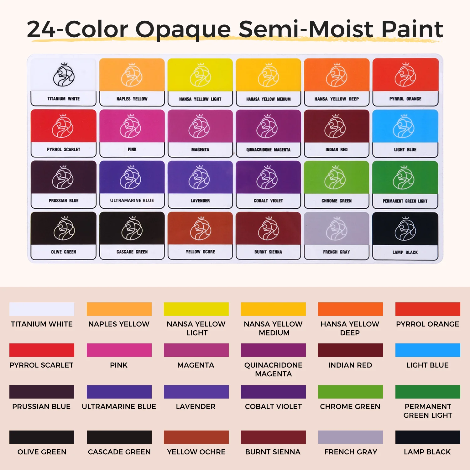 Fuumuui 24-Color Opaque Semi-Solid Watercolor Paint Set – High Saturation Vivid Colors - Image 4