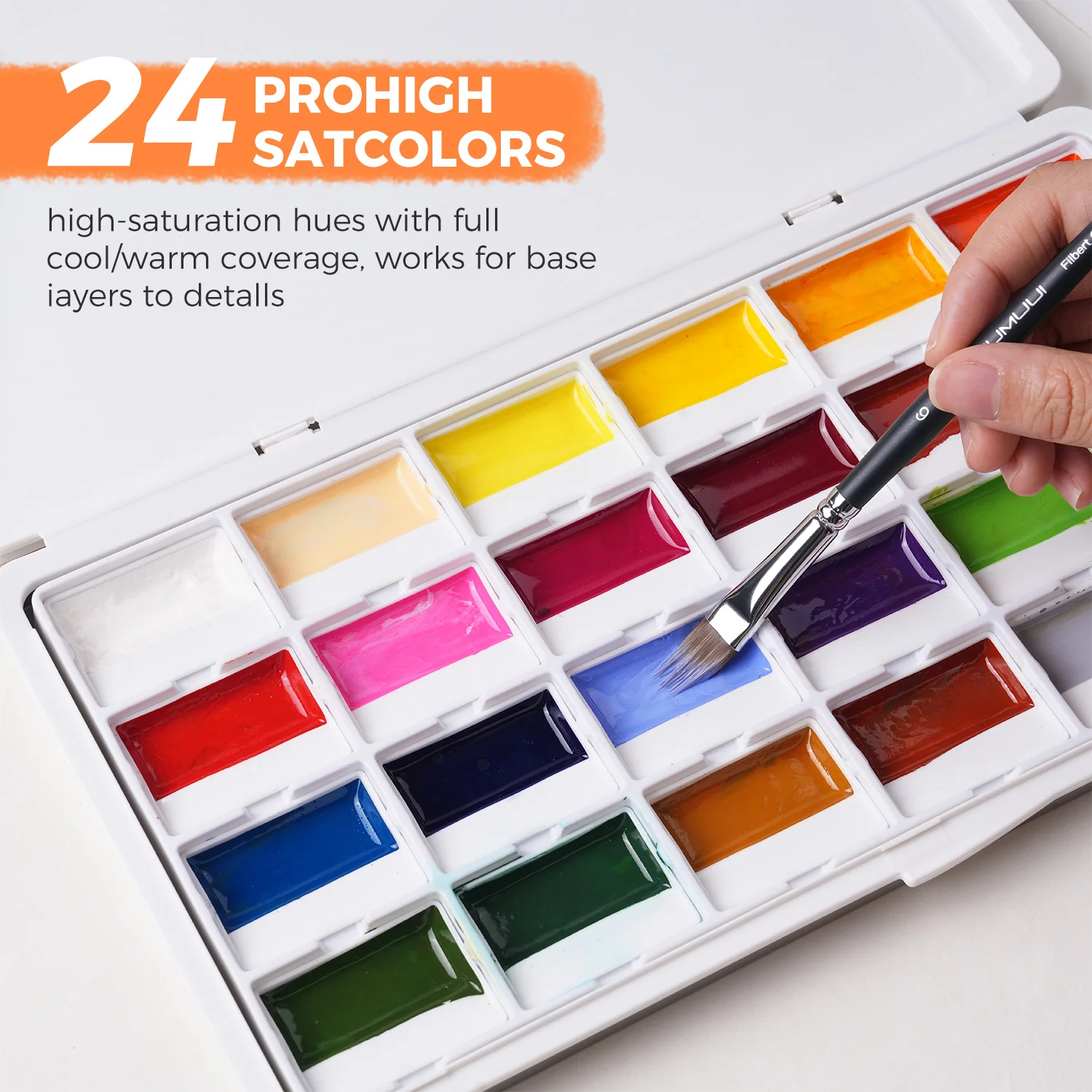Fuumuui 24-Color Opaque Semi-Solid Watercolor Paint Set – High Saturation Vivid Colors - Image 5