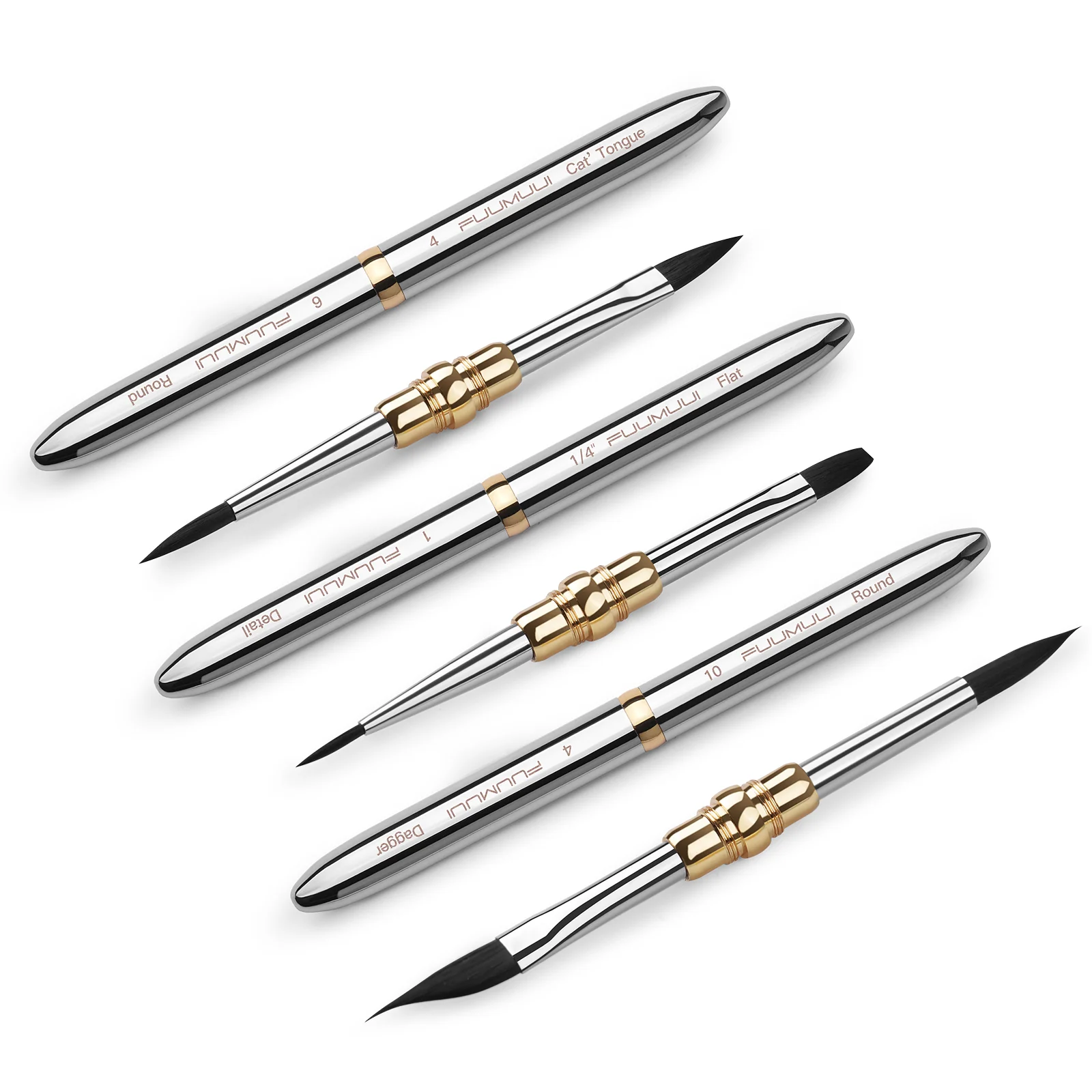 Fuumuui 3pcs Dual-Tip Silver Travel Watercolor Brushes - 6 Tip Styles, Premium Synthetic Squirrel Hair - Image 6