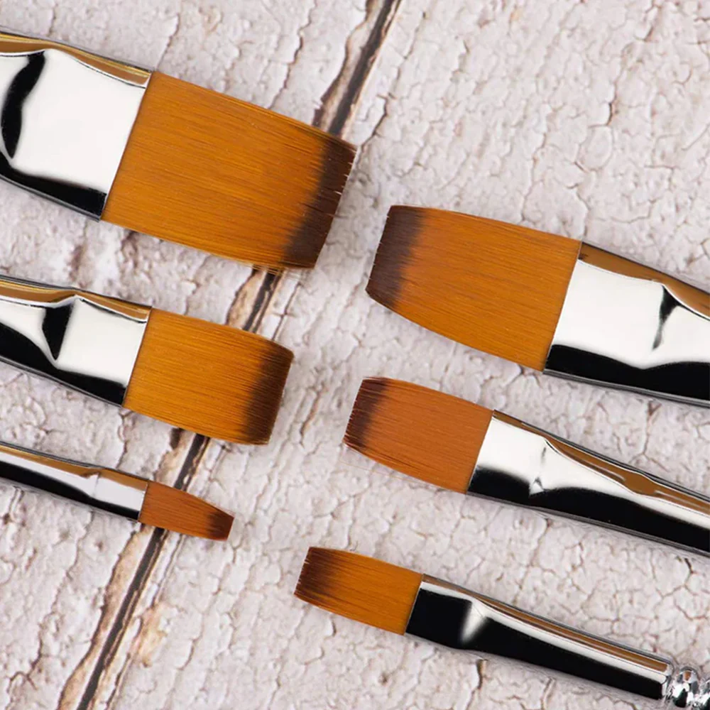 Fuumuui 6pcs Professional Synthetic Bristles Acrylic Brushes - Flat - Image 5