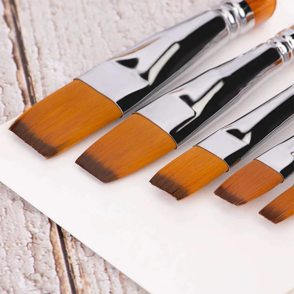 Fuumuui 6pcs Professional Synthetic Bristles Acrylic Brushes - Flat - Image 6