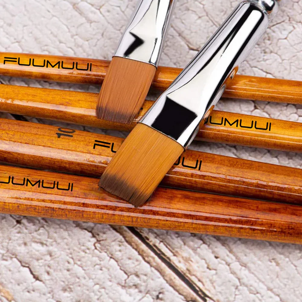 Fuumuui 6pcs Professional Synthetic Bristles Acrylic Brushes - Flat - Image 7