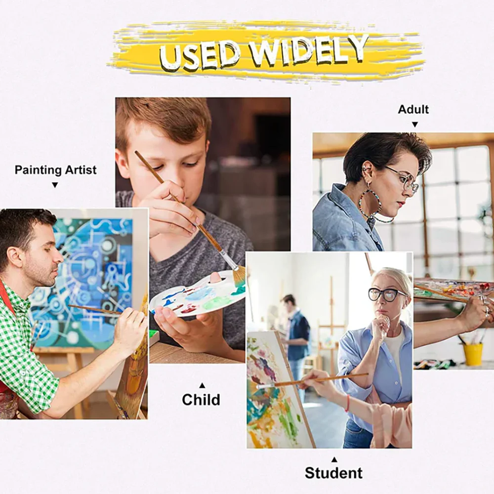 Fuumuui 6pcs Professional  Natural Hog Hair Oil Brushes - Image 7