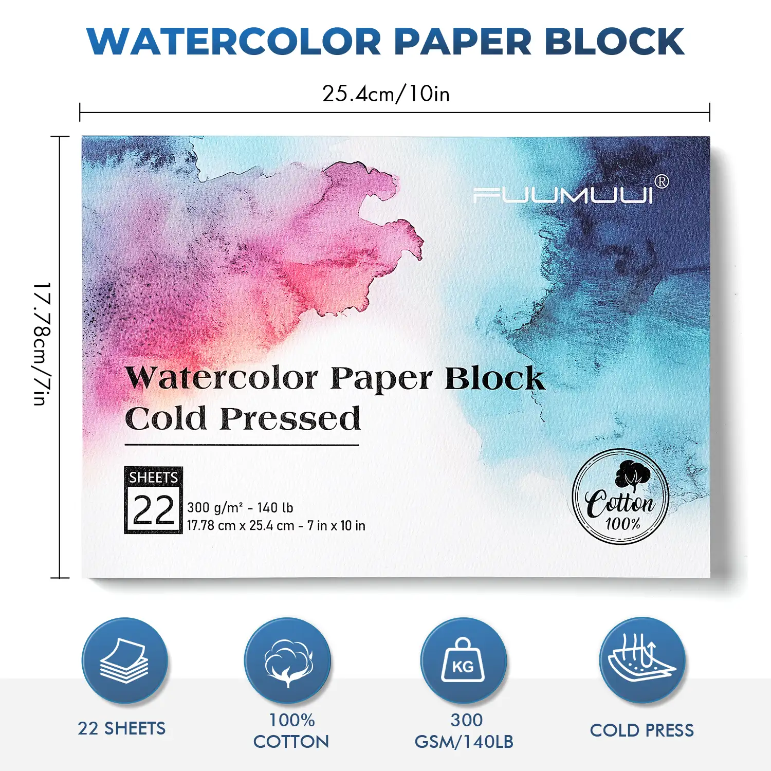 Fuumuui Cold Pressed 100% Cotton Watercolor Block - Medium Texture - Image 10