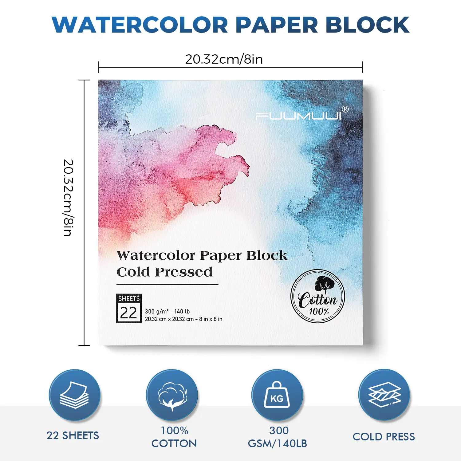 Fuumuui Cold Pressed 100% Cotton Watercolor Block - Medium Texture - Image 11