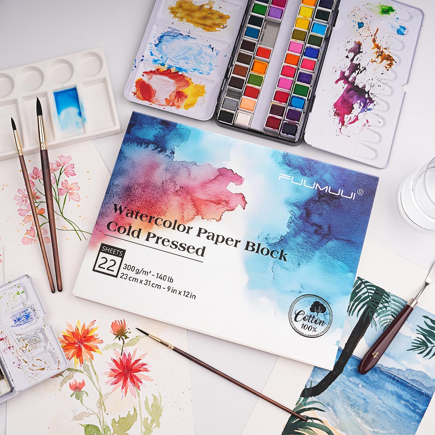 Fuumuui Cold Pressed 100% Cotton Watercolor Block - Medium Texture - Image 6