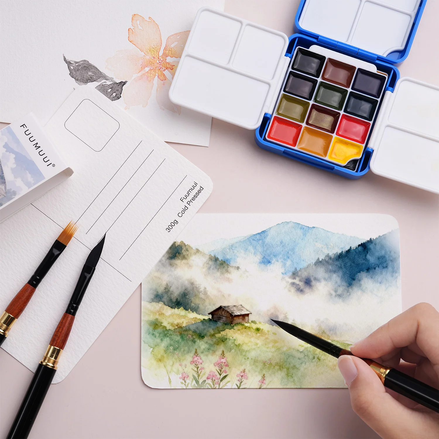 Fuumuui Watercolor Postcards with Envelope | 100% Cotton & Cold-Pressed - Image 7