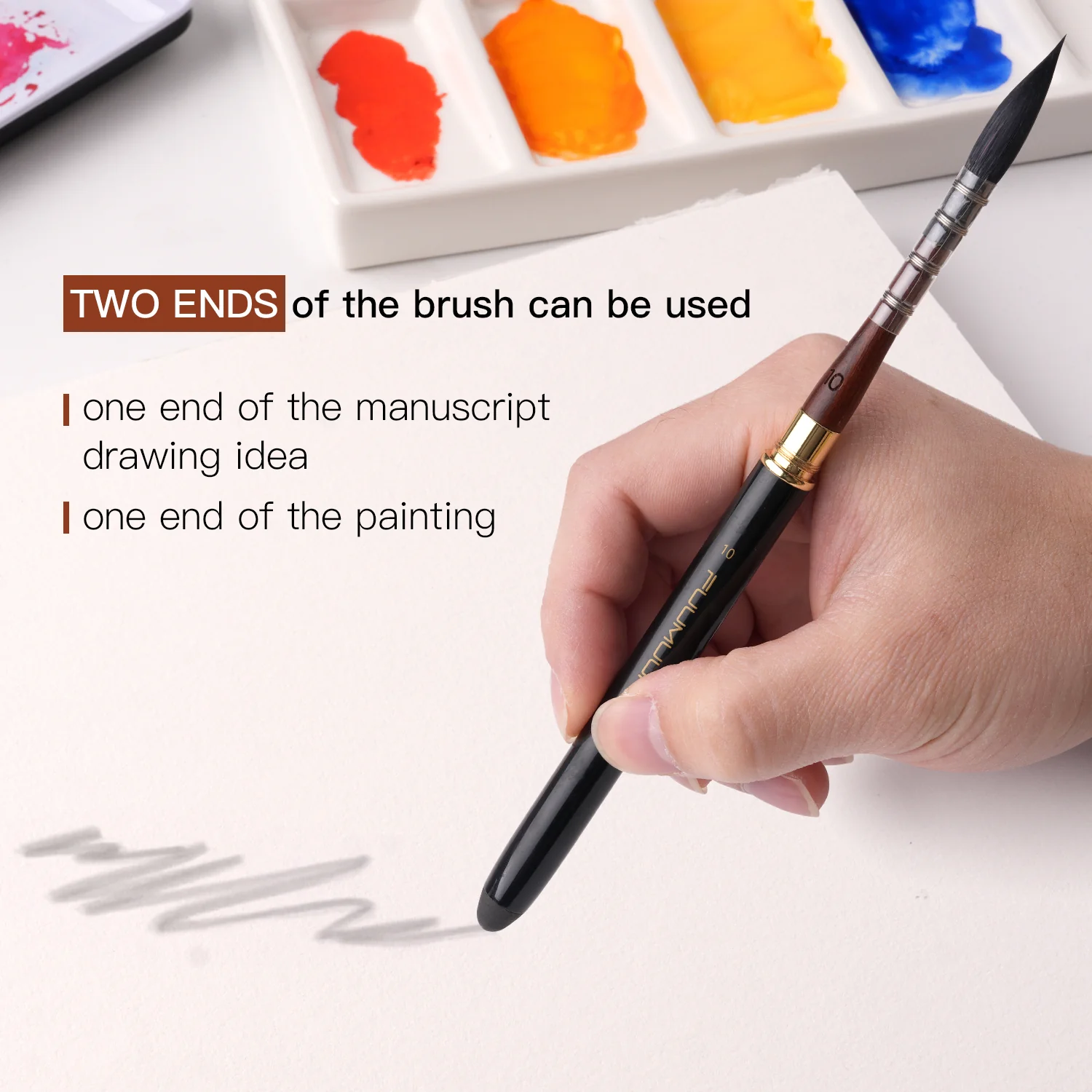 Fuumuui 6pcs High-Grade Pure Squirrel Hair Travel Watercolor Brushes - Image 7