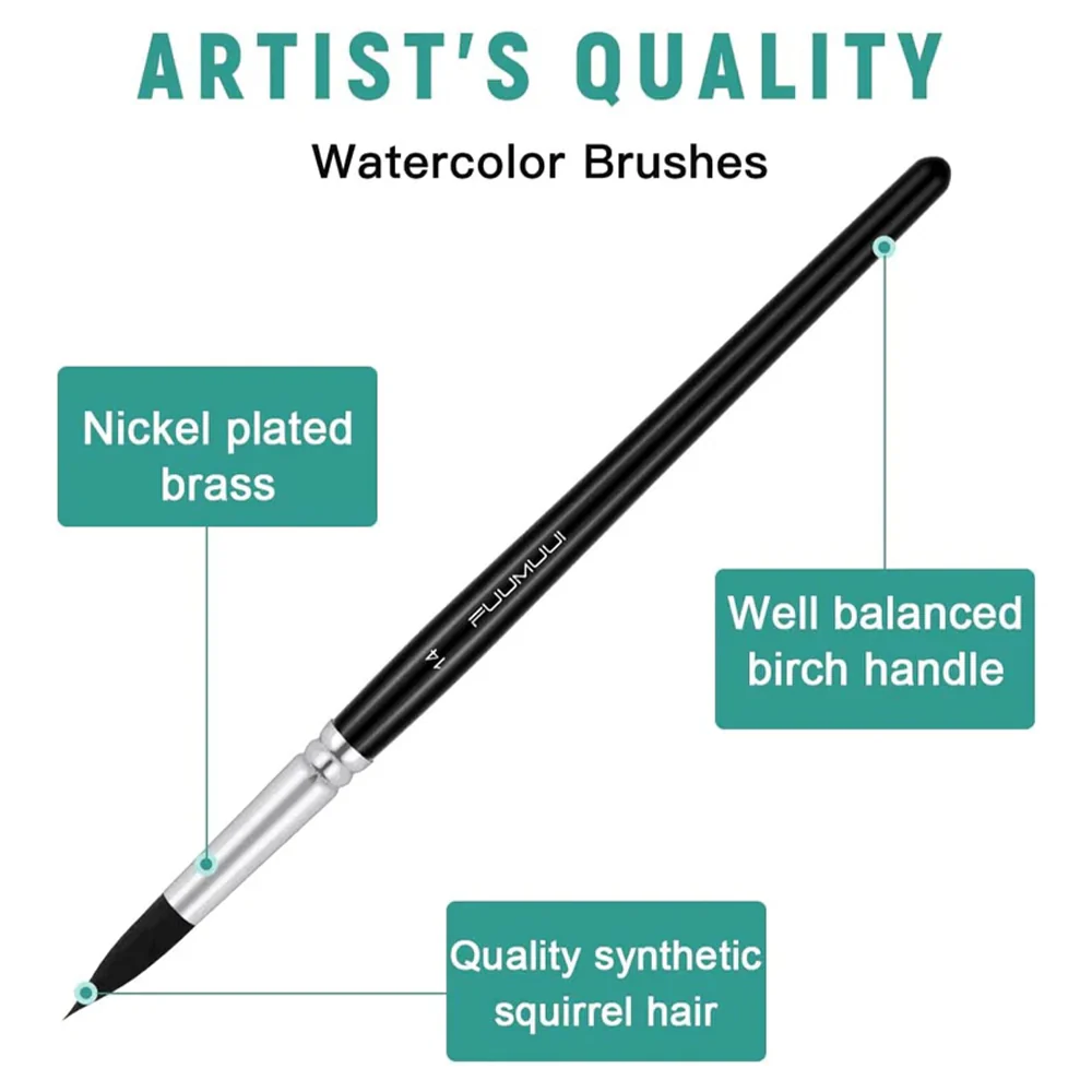 Fuumuui 8pcs Professional Pure Squirrel Watercolor Brushes - Image 4