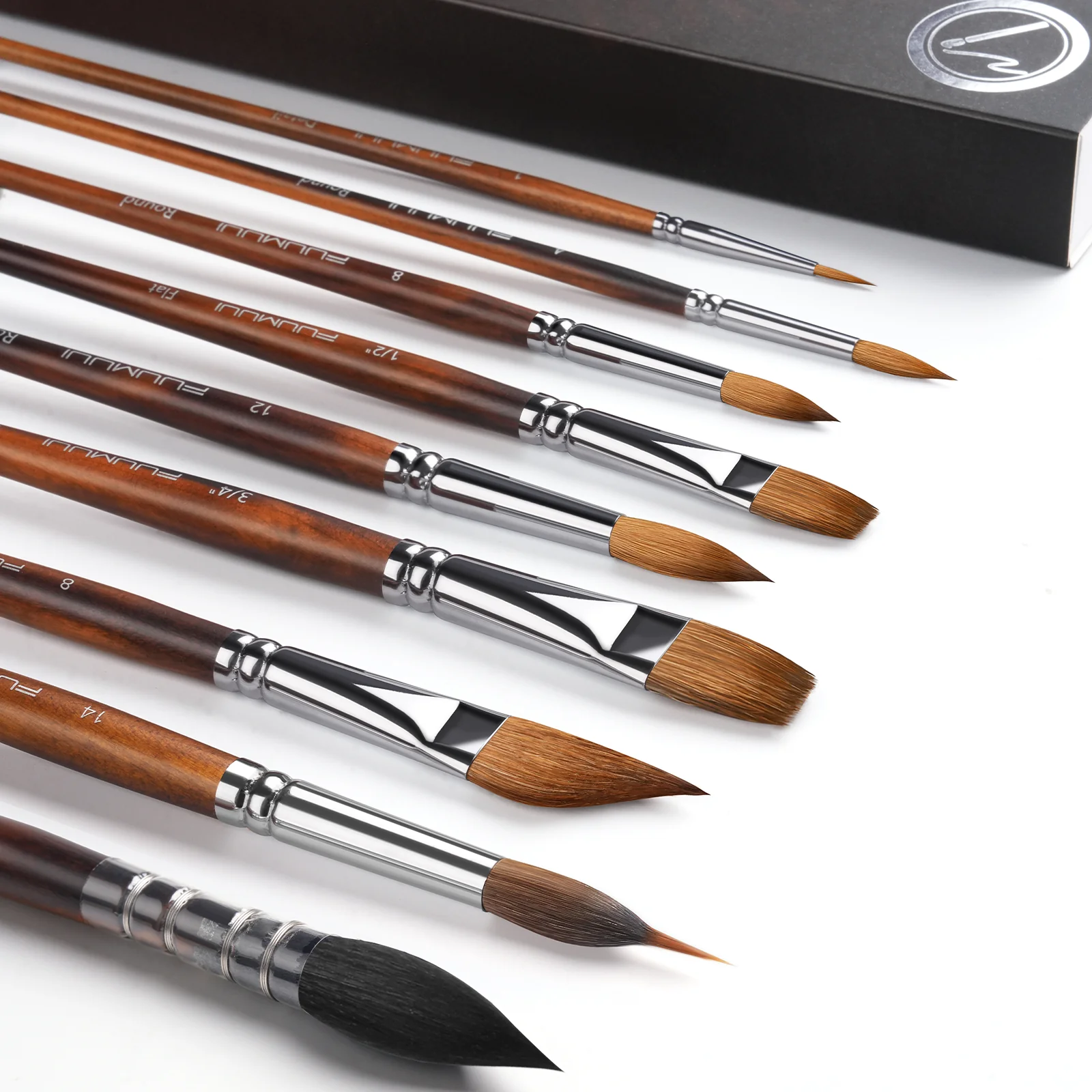 Fuumuui 9pcs Professional Watercolor Brushes, Includes Needle Tip Brush and Mop - Image 3