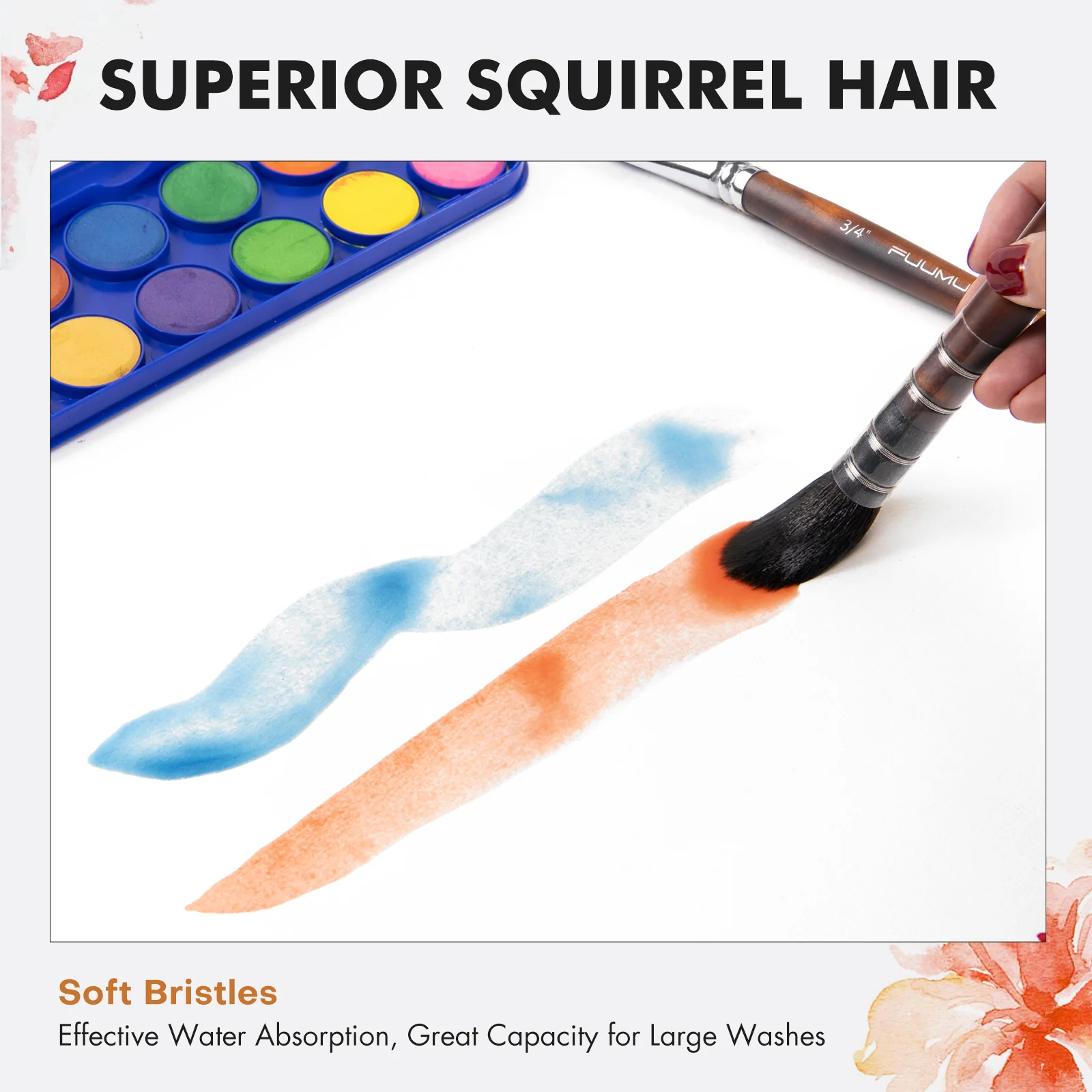 Fuumuui 9pcs Professional Watercolor Brushes, Includes Needle Tip Brush and Mop - Image 5