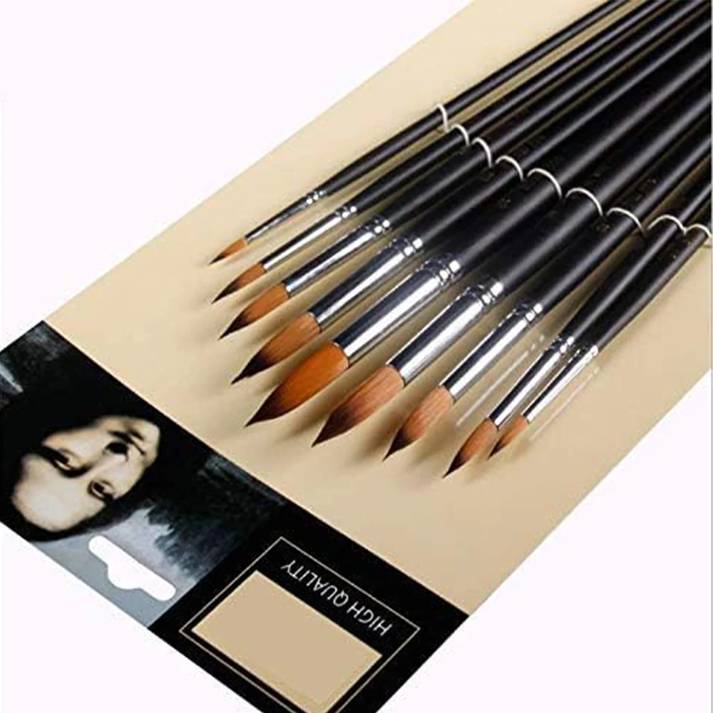Fuumuui 9pcs Professional Nylon Hair Acrylic Brushes - Round Pointed - Image 5