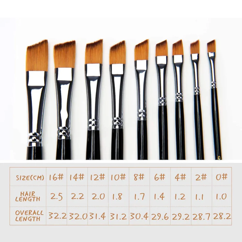 Fuumuui 9pcs Professional Nylon Hair Acrylic Brushes - Angled - Image 5