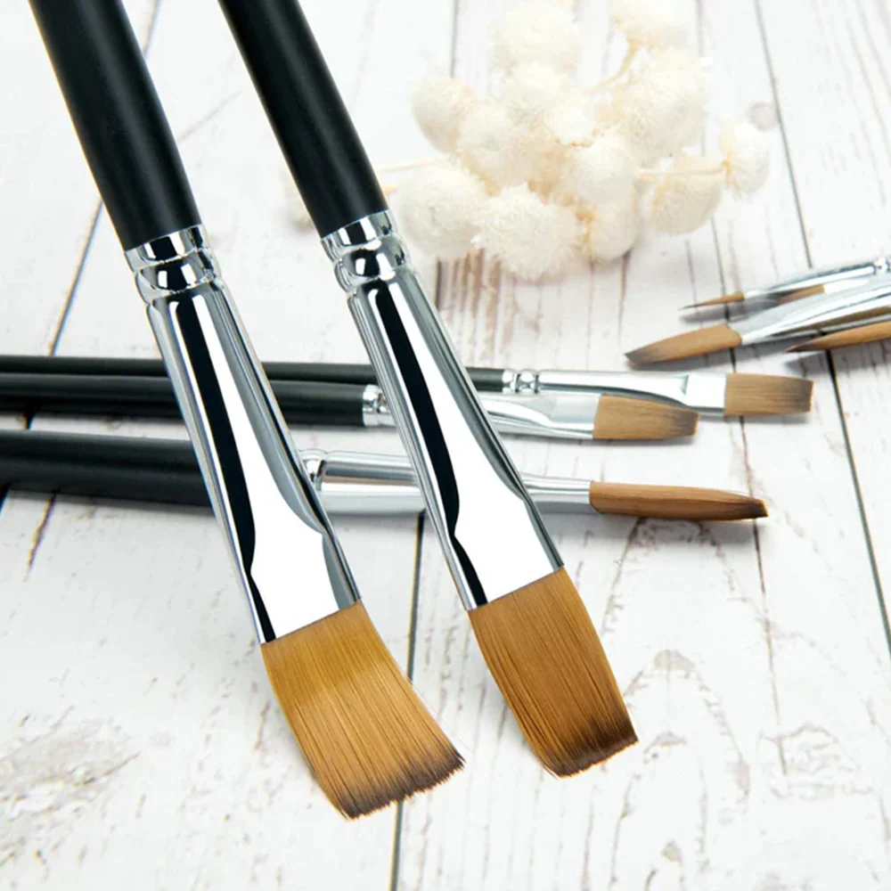 Fuumuui 9pcs Professional Nylon Hair Acrylic Brushes - Flat - Image 3