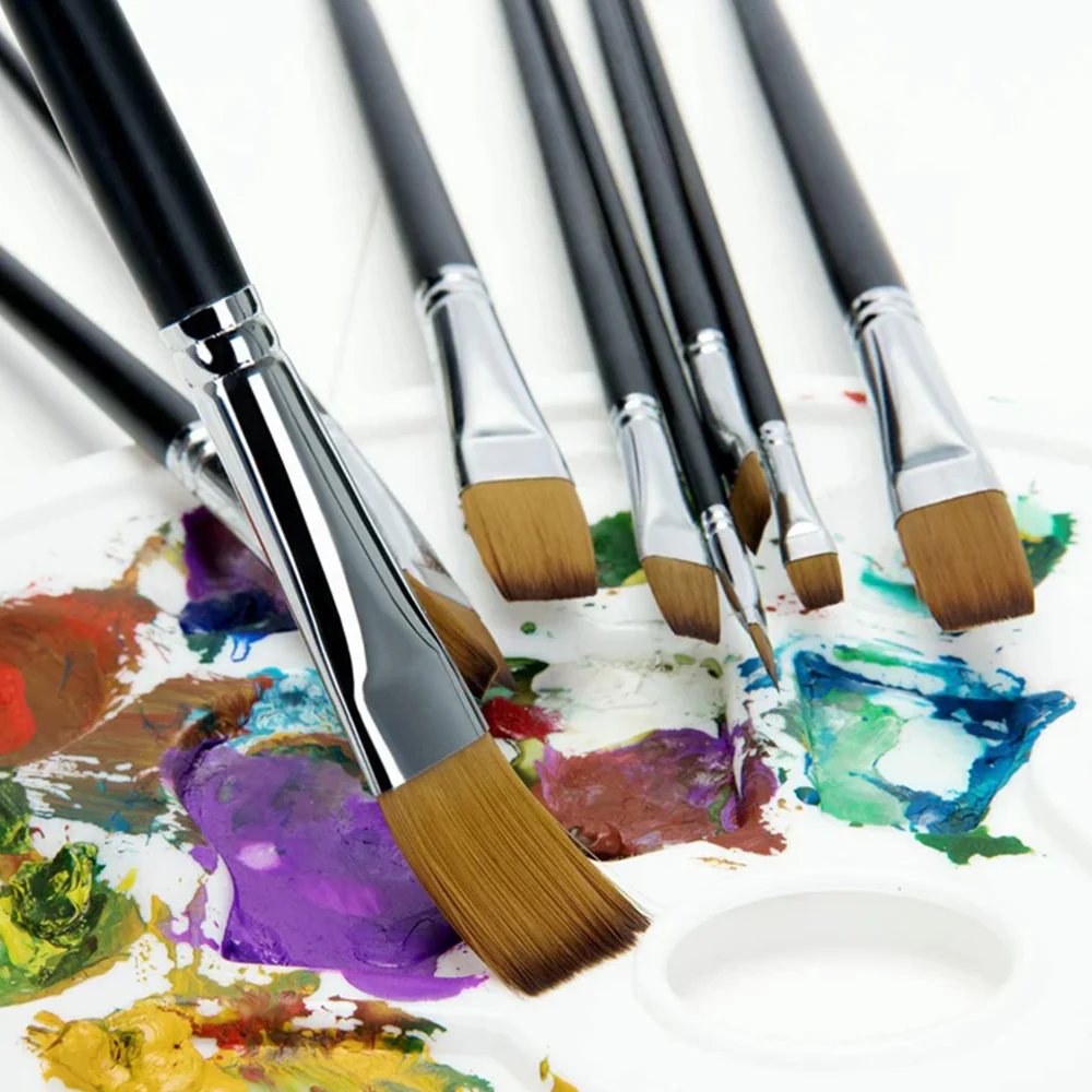 Fuumuui 9pcs Professional Nylon Hair Acrylic Brushes - Flat - Image 6