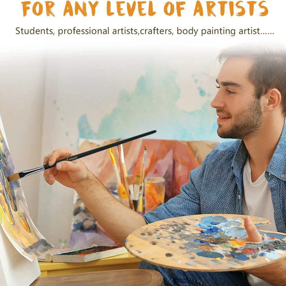 Fuumuui 9pcs Professional Nylon Hair Acrylic Brushes - Flat - Image 8