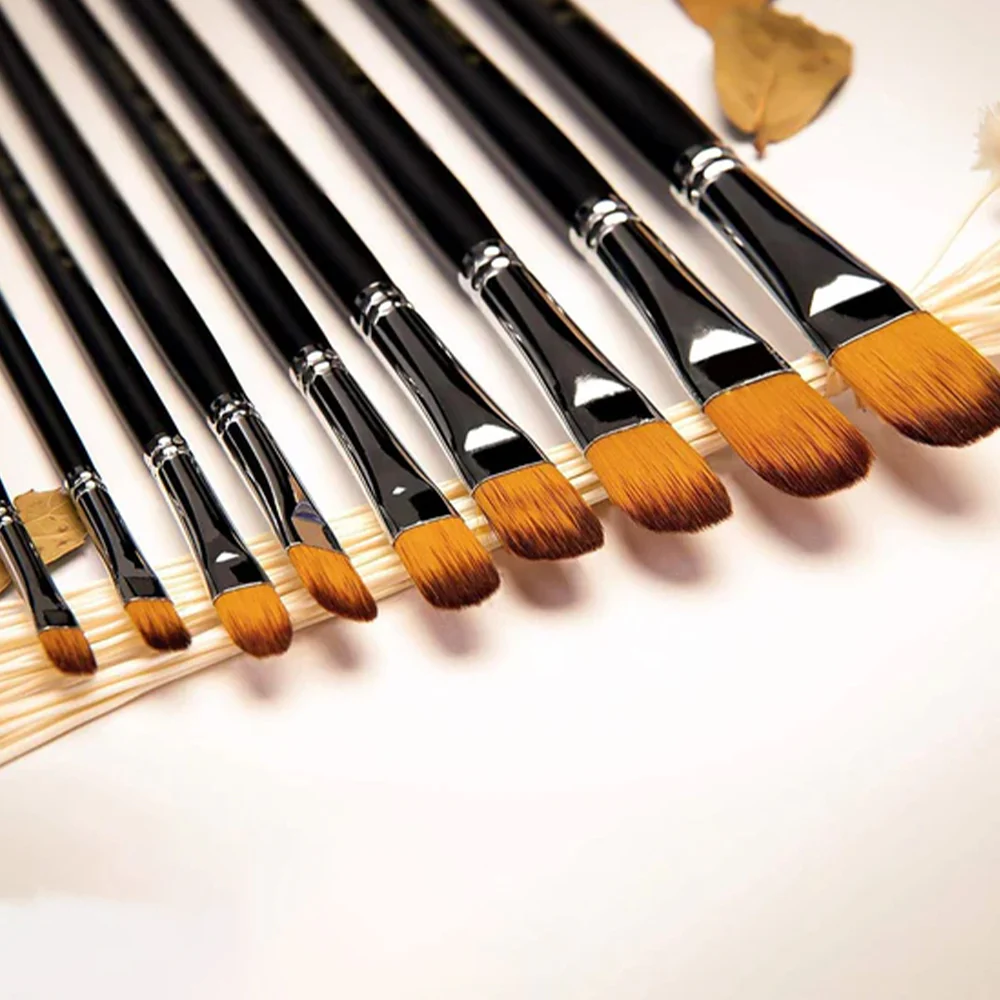 Fuumuui 9pcs Professional Nylon Hair Acrylic Brushes - Filbert - Image 4