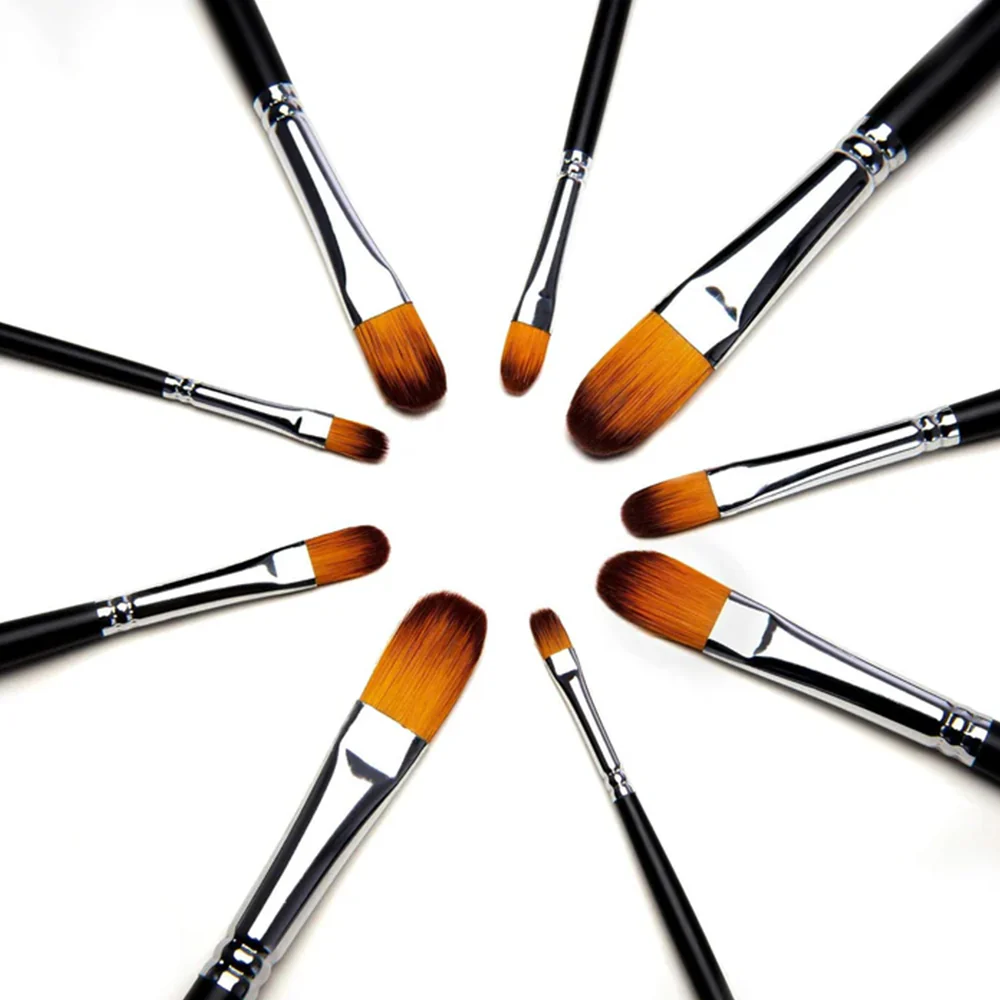 Fuumuui 9pcs Professional Nylon Hair Acrylic Brushes - Filbert - Image 7