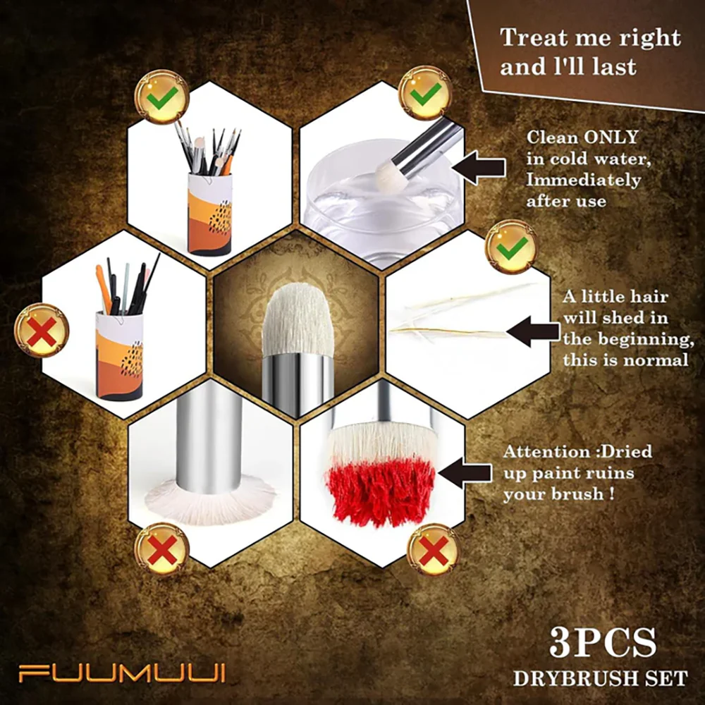 Fuumuui 3Pcs Professional Dry Brushes - Image 6
