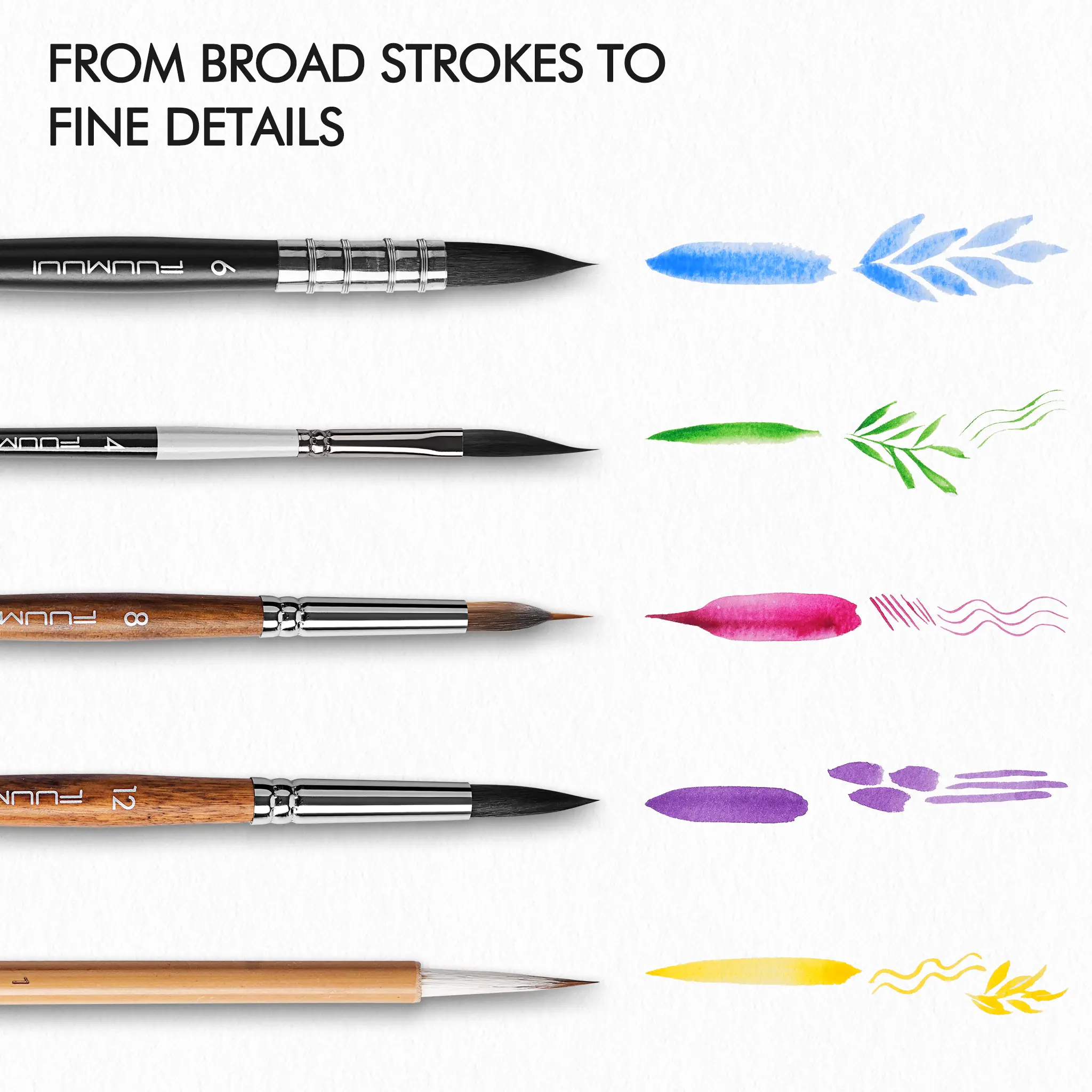 Fuumuui & Lisa Naomi Professional Watercolor Mixed Brush Set - Image 5