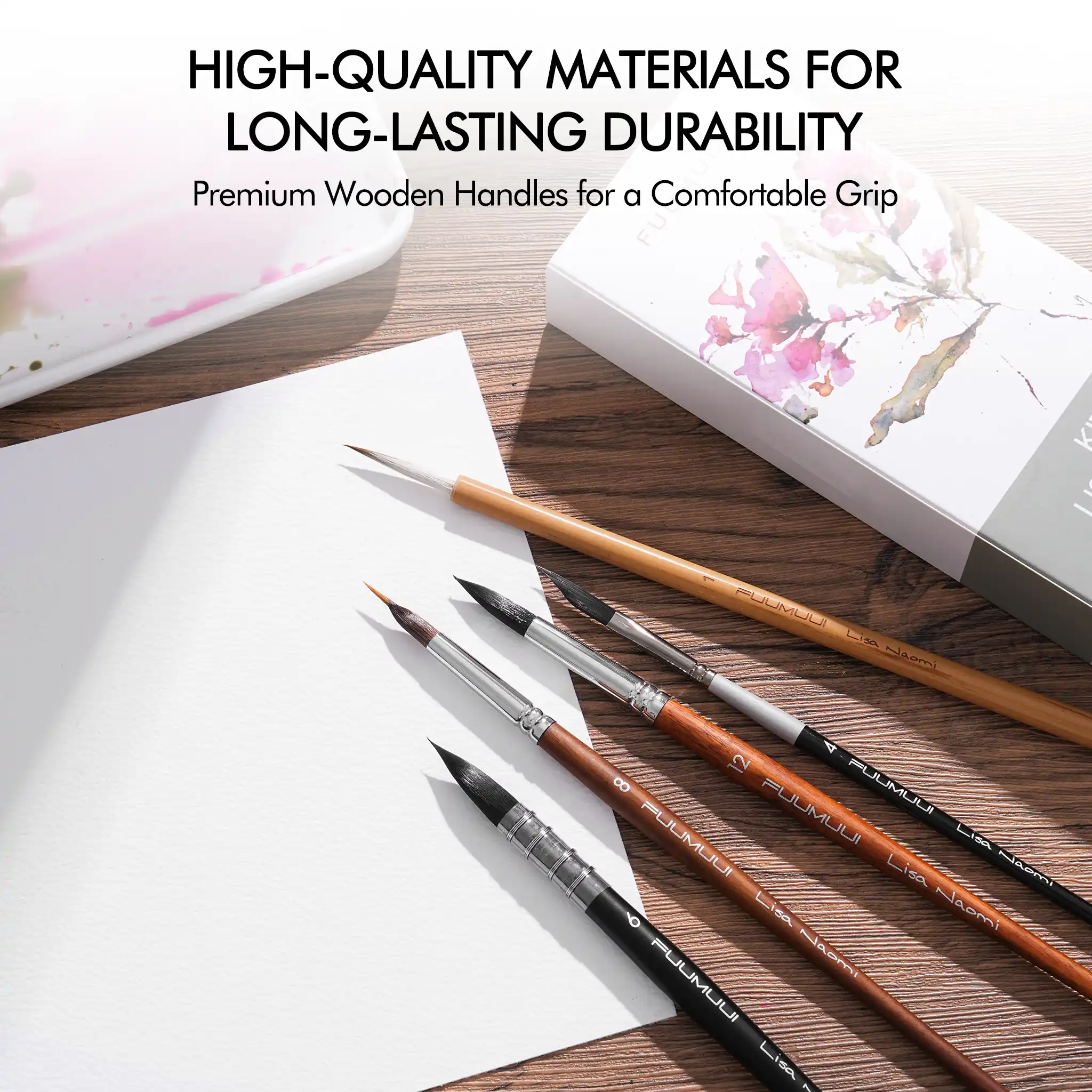 Fuumuui & Lisa Naomi Professional Watercolor Mixed Brush Set - Image 7