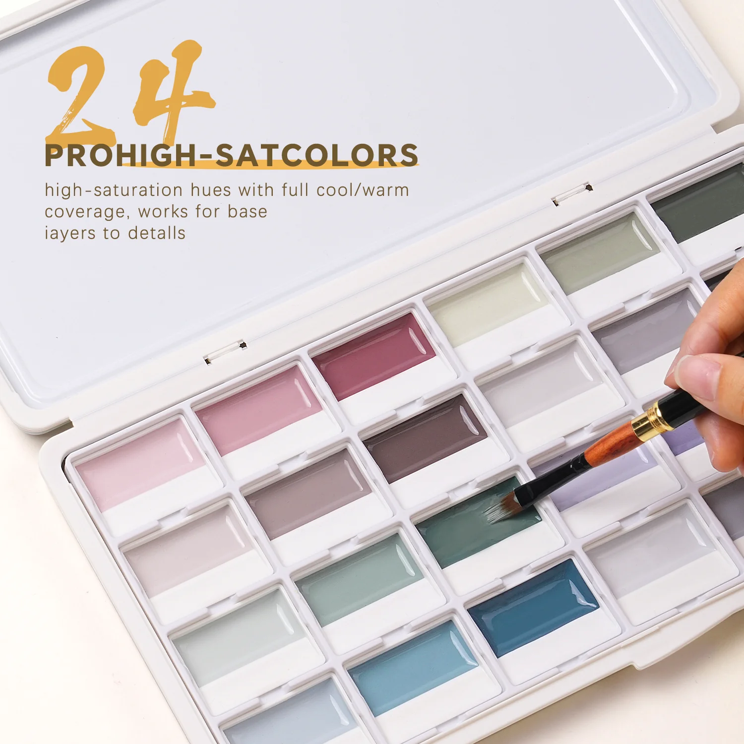 Fuumuui 24-Color Opaque Semi-Solid Watercolor Paint Set - Muted Color - Image 6