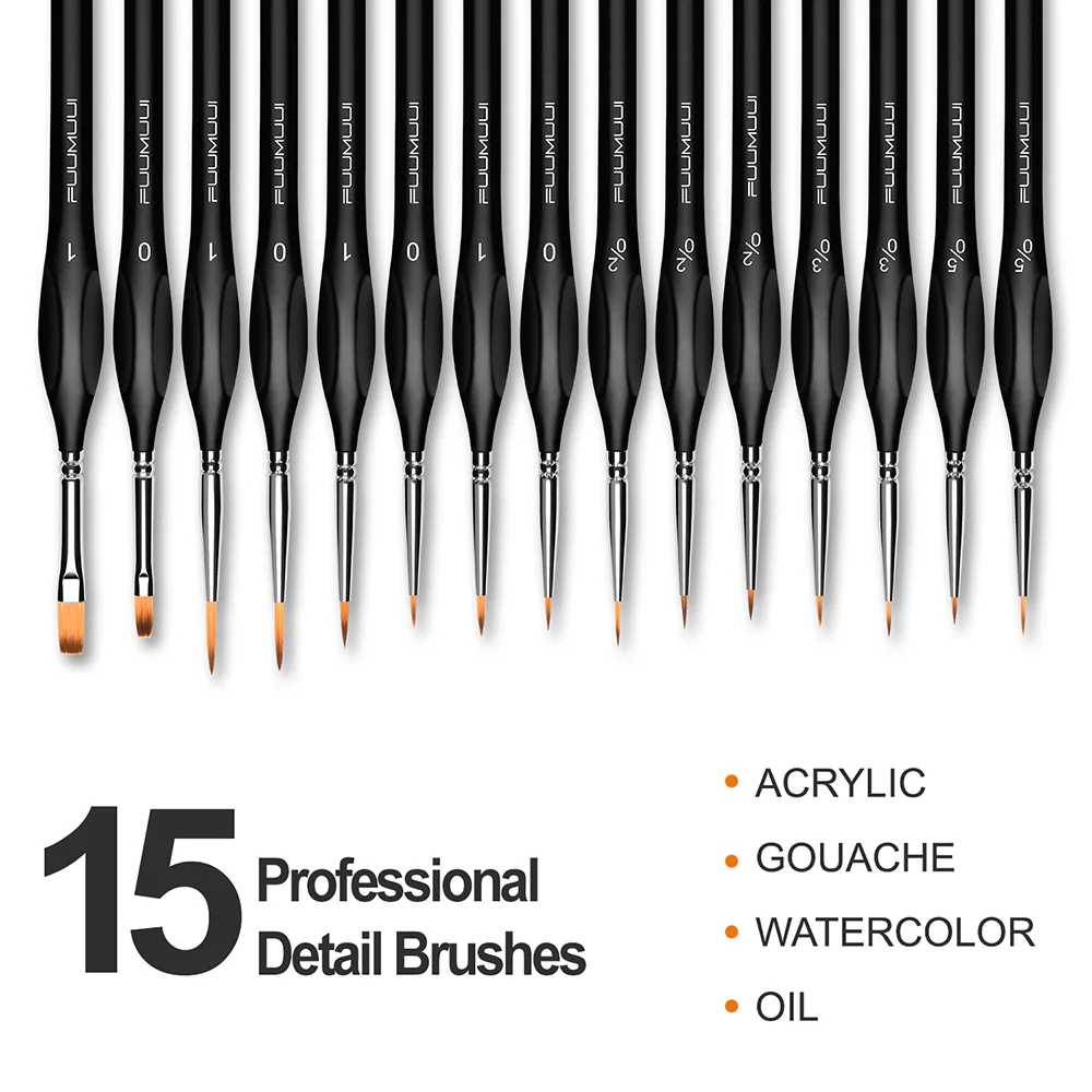 Fuumuui 15pcs Professional Nylon Hair Detail Brushes - Image 5