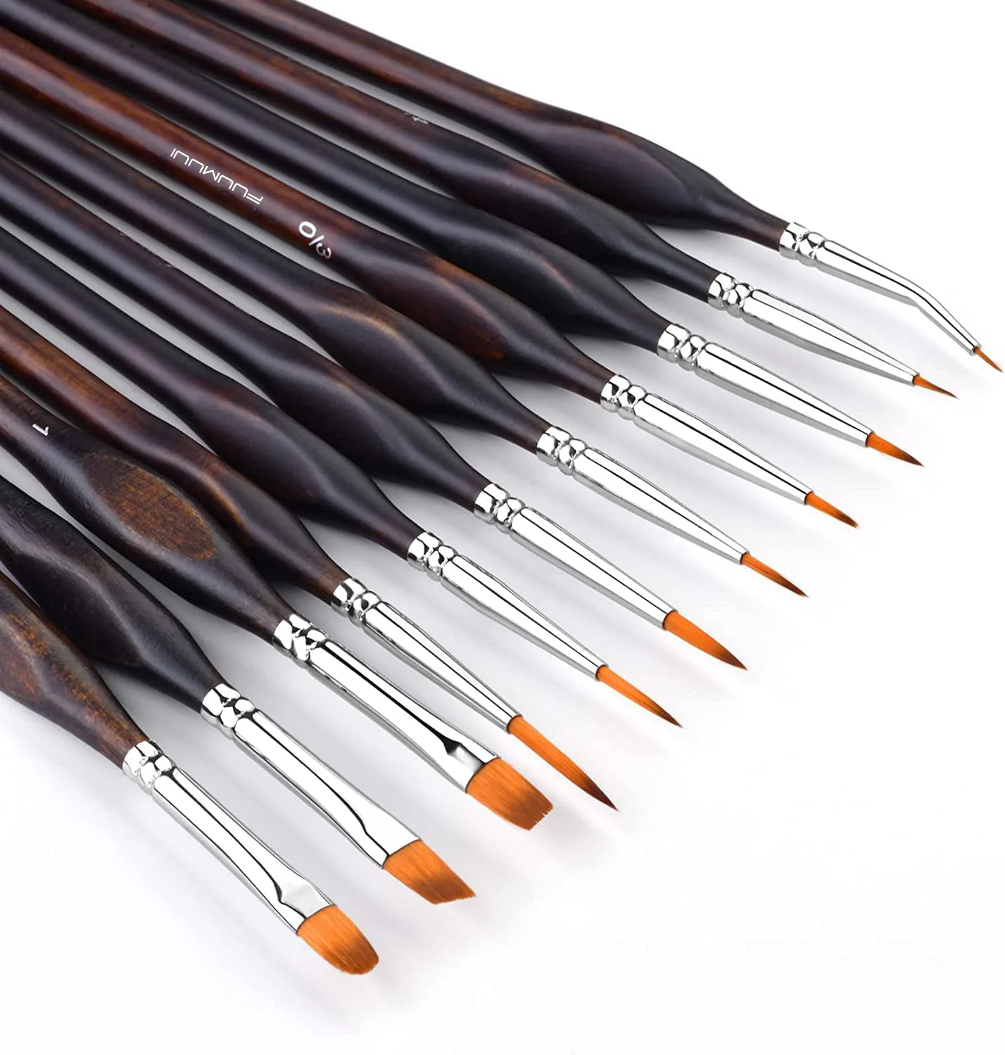 Fuumuui 11pcs Professional Nylon Detail Brushes - 7 Shapes - Image 7
