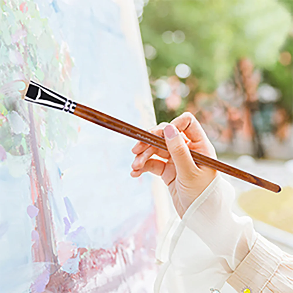 11pcs Professional Natural Hog Bristles Paint Brush Set | Red Handle - Image 6