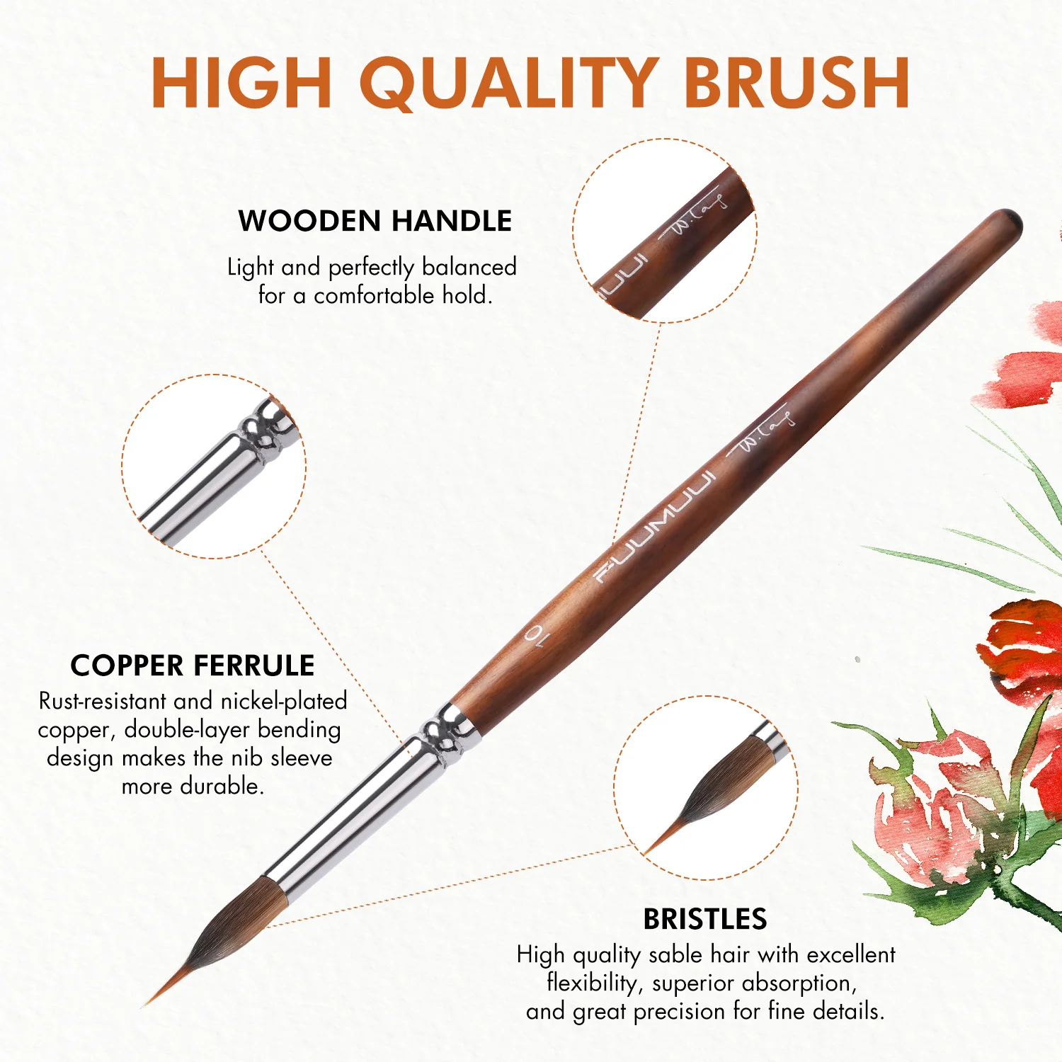 Fuumuui & Tang Weider Professional Watercolor Mixed Brush Set - Short Handle - Image 6