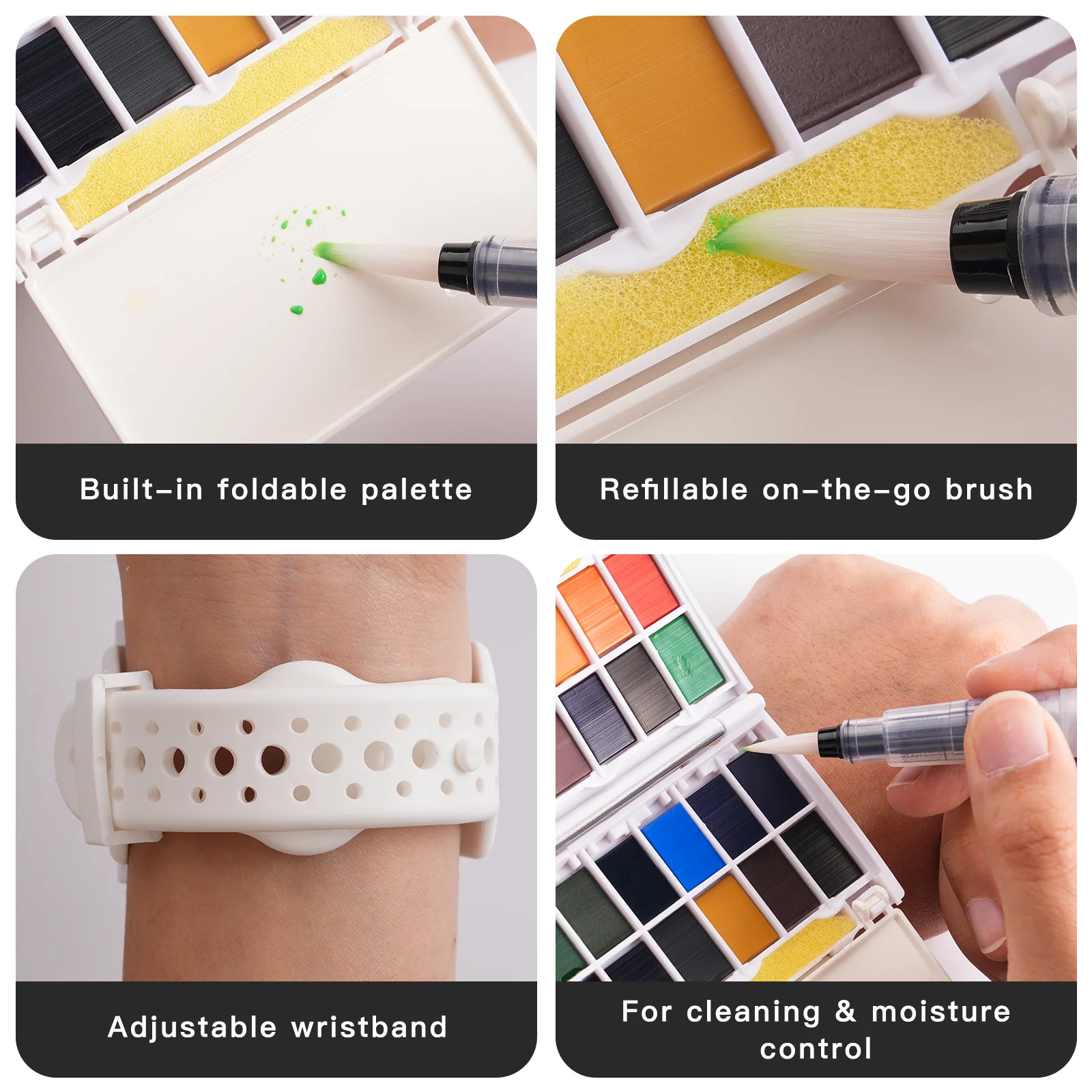 Fuumuui Wearable Watercolor Kit – 24-Color Travel Palette & Brush - Image 4