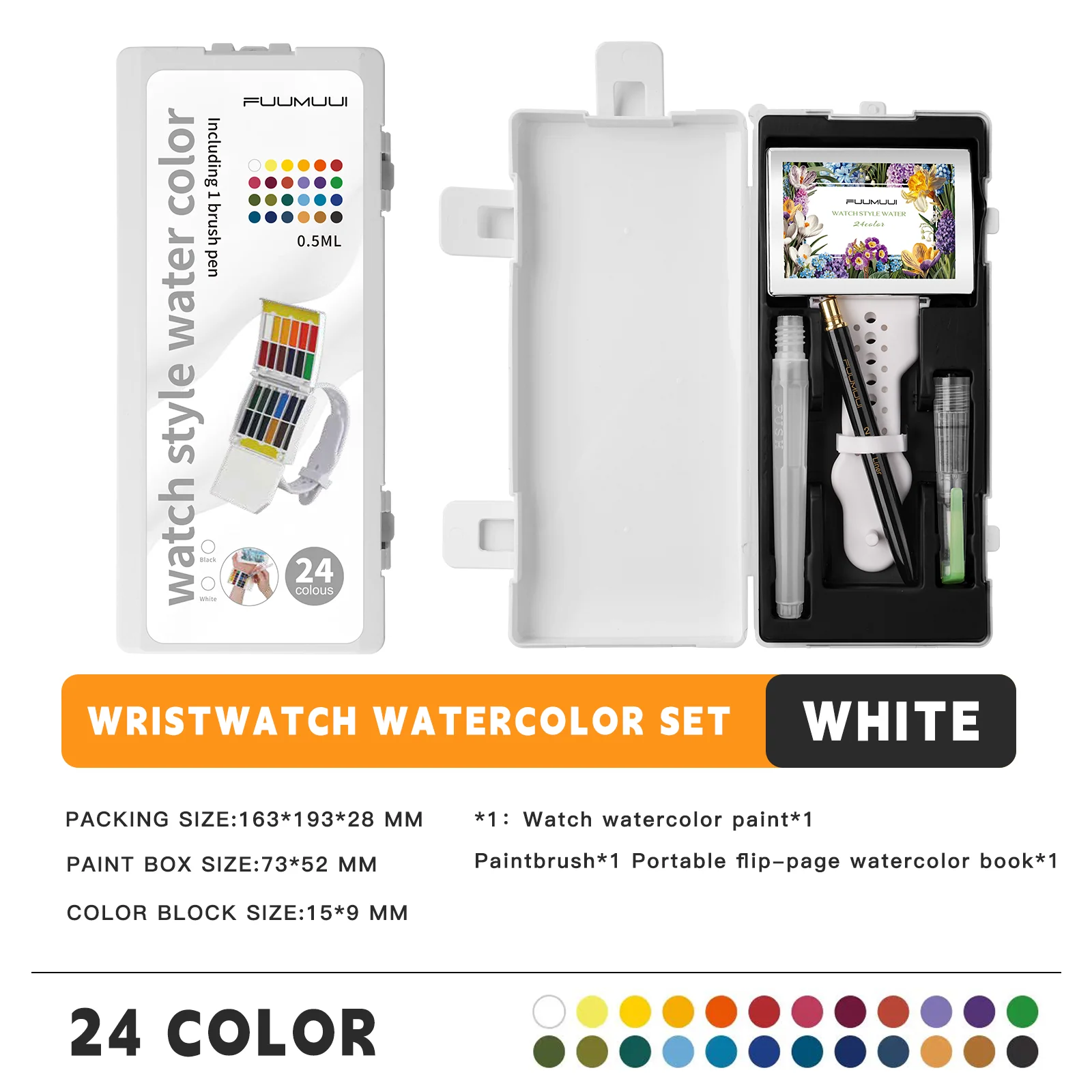 Fuumuui Wearable Watercolor Kit – 24-Color Travel Palette & Brush - Image 6