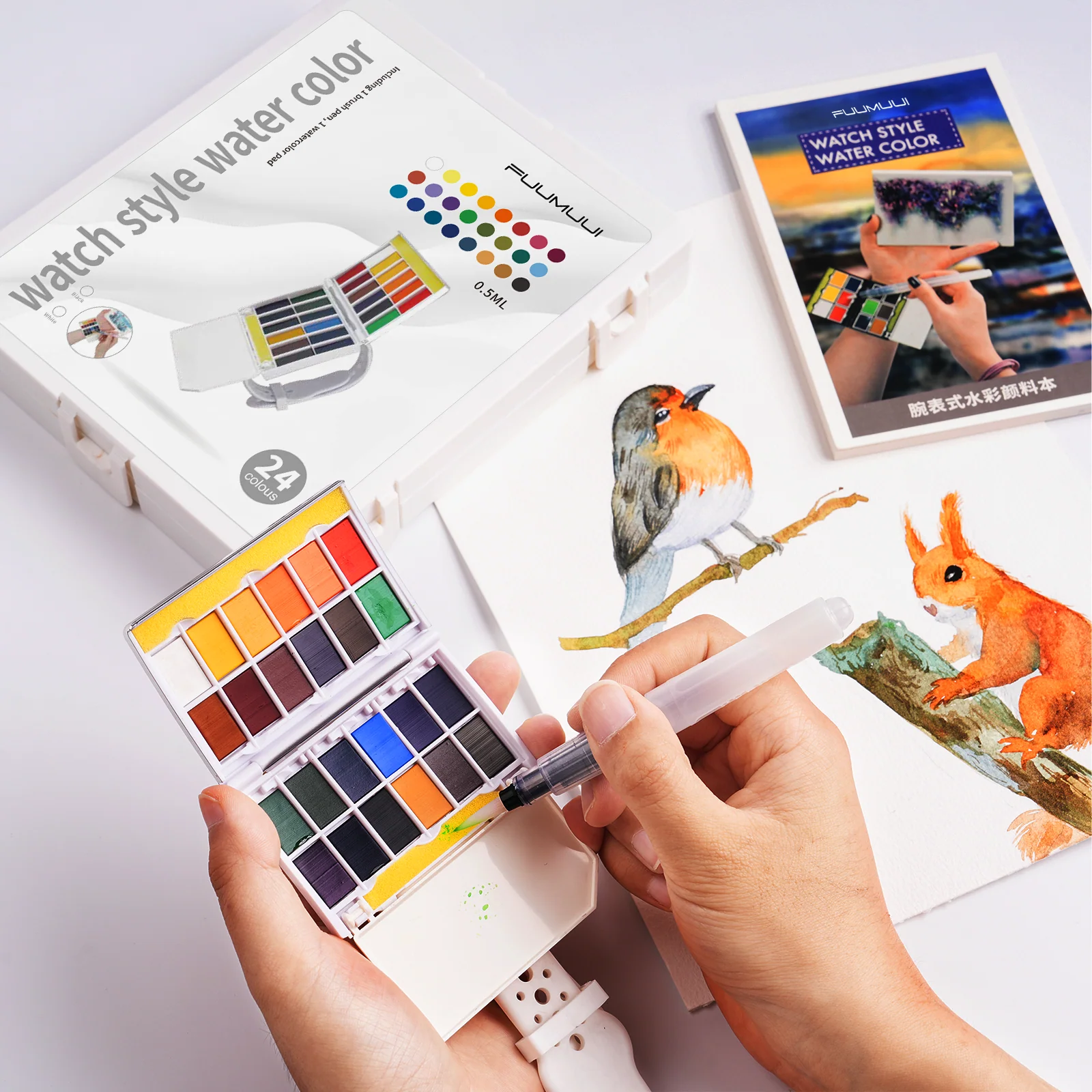Fuumuui Wearable Watercolor Kit – 24-Color Travel Palette & Brush - Image 9