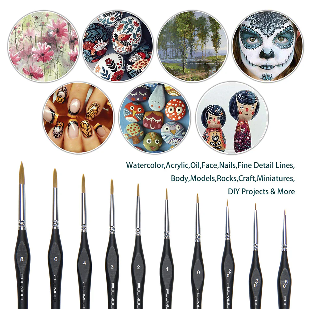 Fuumuui 10pcs Professional Nylon Detail Brushes - Image 4