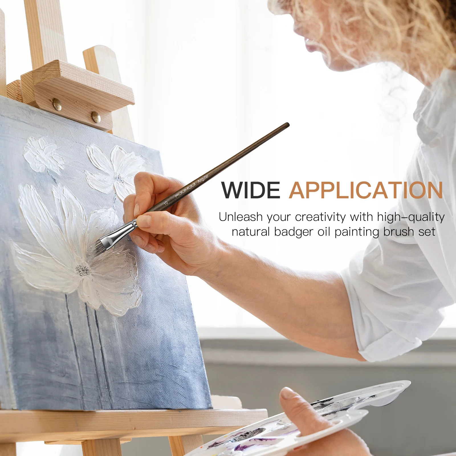 Fuumuui Oil Paint Brush Set - 15 Pieces Professional Natural Badger Hair Paint Brushes, Artist Paint Brush Set for Canvas Painting Acylic with Palette Knife - Image 7