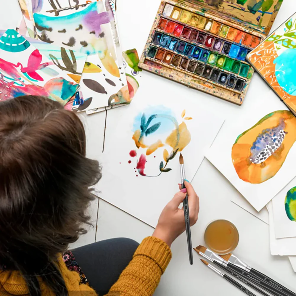 Fuumuui 8pcs Professional Natural Sable Watercolor Brushes - Image 7