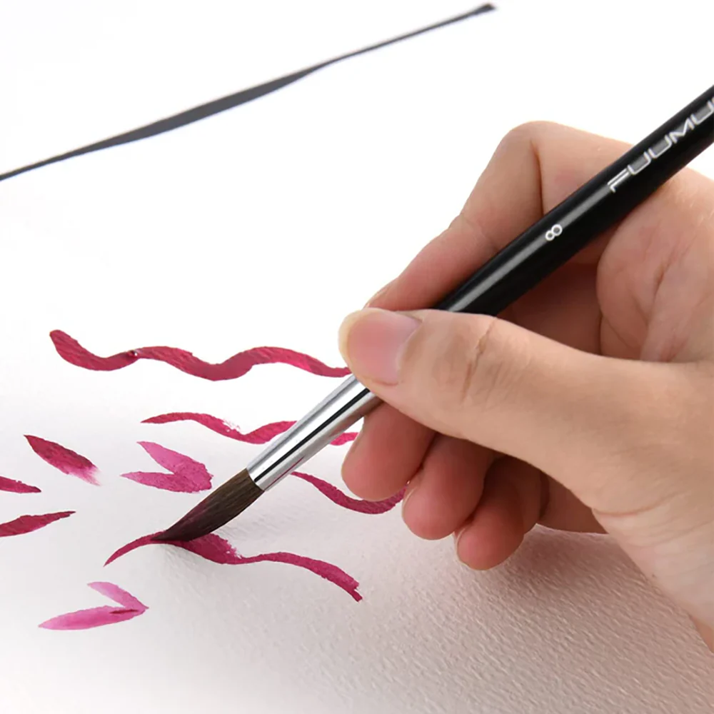 Fuumuui 6pcs Professional Watercolor Brushes - Round Pointed, Flat - Image 6