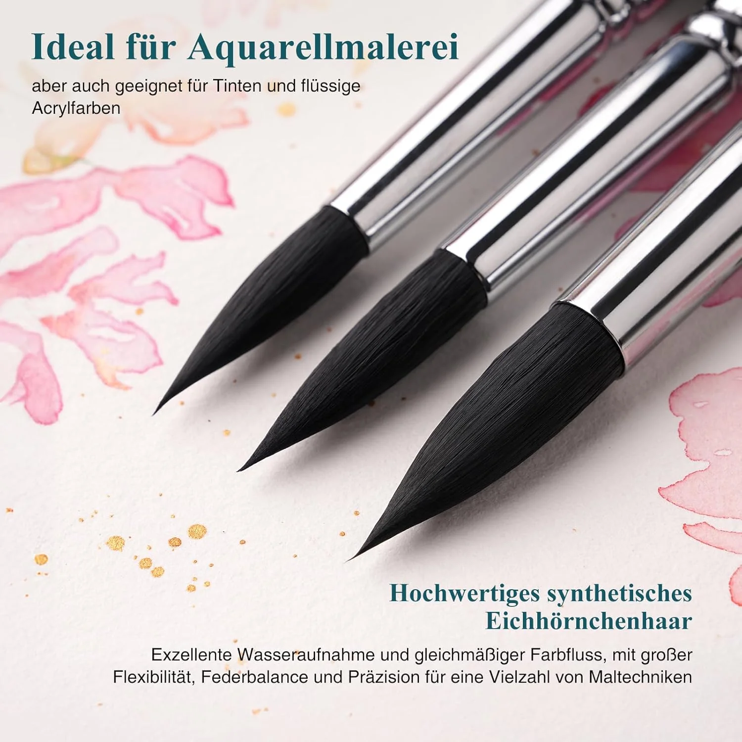 Fuumuui 9Pcs Synthetic Squirrel Hair Round Watercolor Brush Set - Image 4