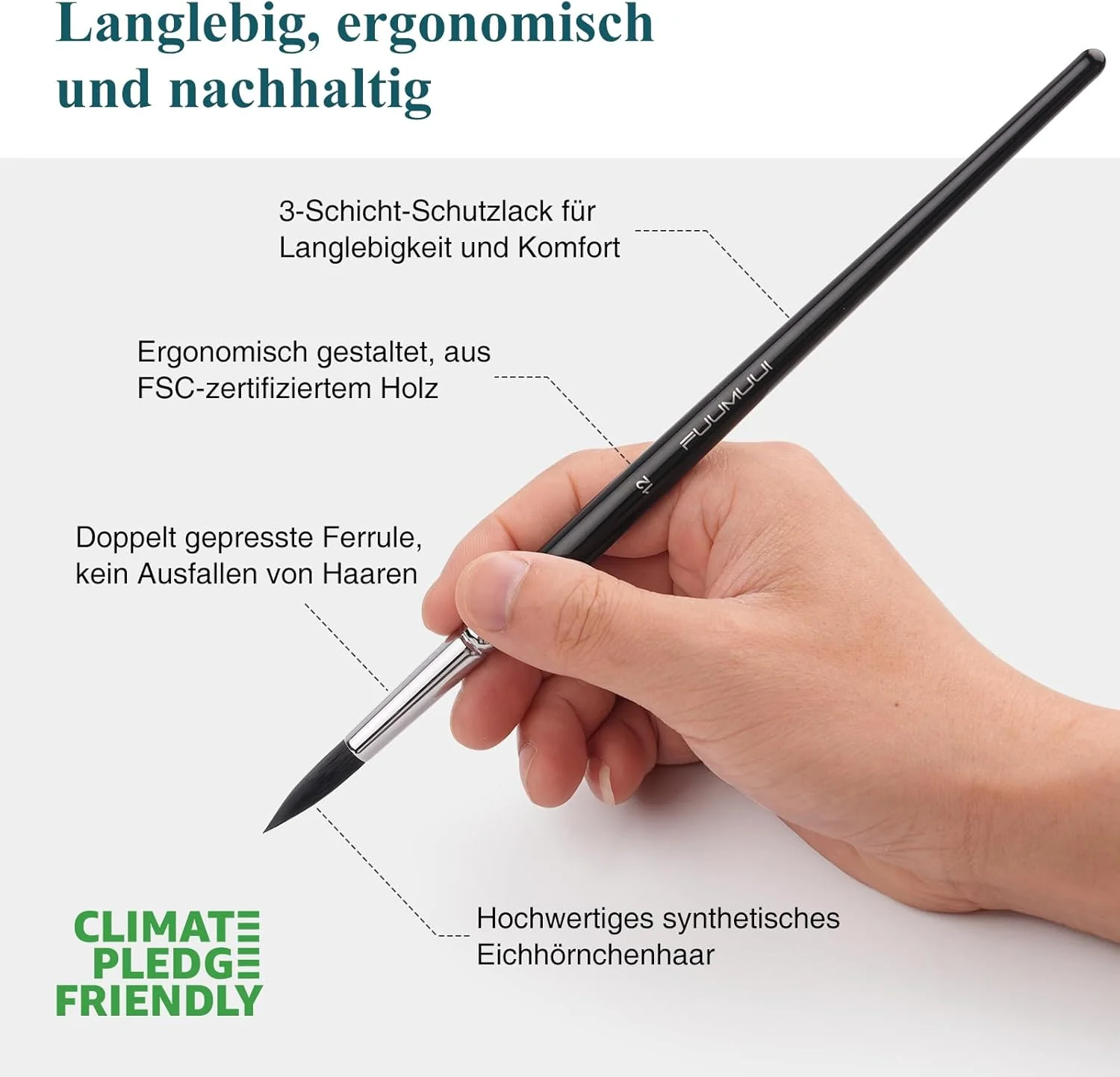 Fuumuui 9Pcs Synthetic Squirrel Hair Round Watercolor Brush Set - Image 6